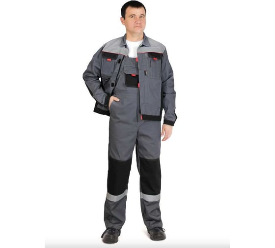 Костюм РАССО "Модуль" куртка+полукомбинезон, цвет темно-серый/черн/светло-серый, р 60-62/170-176 75842 (60/170) 1