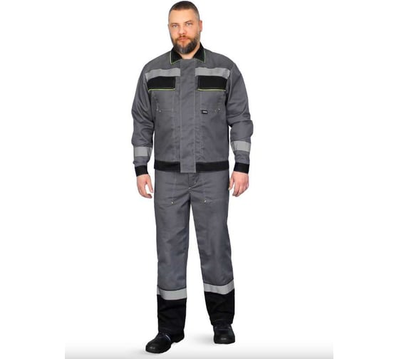 Костюм РАССО "Система", куртка+полукомбинезон, цвет темно-серый/черный/лимон, р 56-58/158-164 76495 (56/158) 1