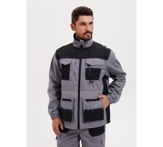 Костюм РАССО "Канзас" ткань 240 г, СОП, куртка+полукомбинезон, цвет светло-серый с черным, р.48-50/194-200 75824 (48/194)
