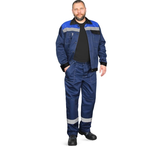 Костюм РАССО Корпус куртка+брюки, смесовая 65/35, плотность 240 г/м2, синий/черный/василек, р.56-58/182-188 77249 (56/182) 1