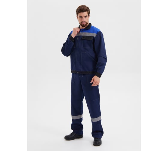 Костюм РАССО Корпус куртка+брюки, смесовая 65/35, плотность 240 г/м2, синий/черный/василек, р.52-54/170-176 77249 (52/170) 1