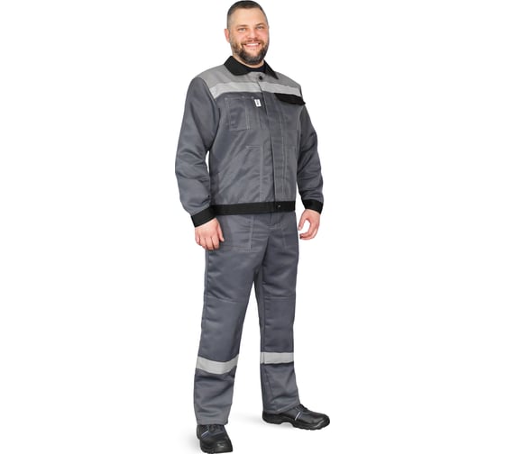 Костюм РАССО Корпус (куртка+полукомбинезон), плотность 210 г/м2, темно-серый/черный/св.серый, р.56-58/170-176 77221 (56/170)