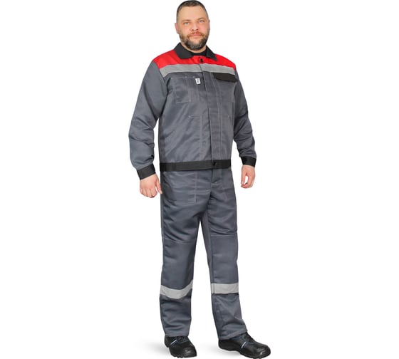 Костюм РАССО Корпус куртка+полукомбинезон, плотность 210 г/м2, темно-серый/черный/красный, р.44-46/170-176 77258 (44/170) 1