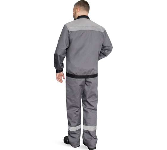 Костюм РАССО Корпус куртка+полукомбинезон, смесовая 65/35, плотность 240 г/м2, темно-серый/черный/светло-серый, р.60-62/194-200 77219 (60/194)