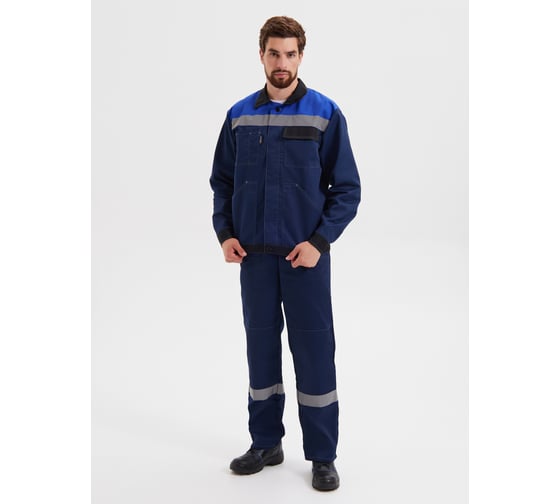 Костюм РАССО Корпус куртка+полукомбинезон, смесовая 65/35, плотность 240 г/м2, синий/черный/василек, р.56-58/158-164 77257 (56/158) 1