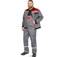 Костюм РАССО Корпус куртка+полукомбинезон, смесовая 65/35, плотность 240 г/м2, темно-серый/черный/красный, р.48-50/194-200 77217 (48/194)