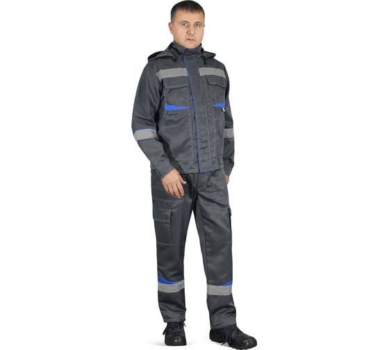 Костюм РАССО "Грань", куртка с капюшоном+п/к, цв. Серый, р.68-70/170-176 76873 (68/170) 1