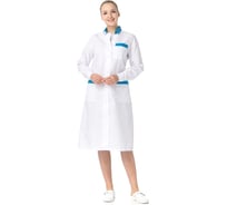 Халат женский ИВАРУС Комфорт, белый с васильковой отделкой, размер 56-58, рост 170-176 274, 56/170