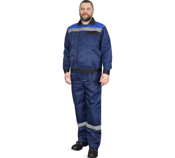 Костюм РАССО "Корпус" (куртка+п/к) пл. 210 г/м2, цв.синий/черный/василек, р.56-58/158-164 77259 (56/158) 1