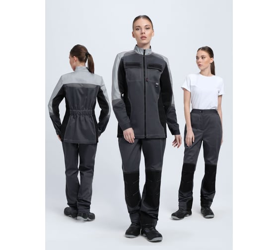 Костюм женский ФАКЕЛ Формула-1 IMP ткань cмесовая, 240 брюки, темно-серый/светло-серый/черный 87490855 87490855.007 1