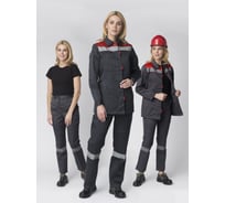 Костюм женский ФАКЕЛ Весна-1 СОП CH ткань cмесовая, 210 брюки, темно-серый/красный 87490980 87490980.020