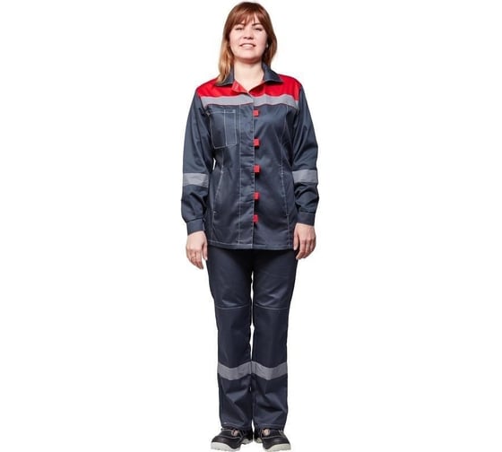 Женский костюм ООО Комус л20-КБР, серый/красный, р.60-62, рост 158-164 829836 1