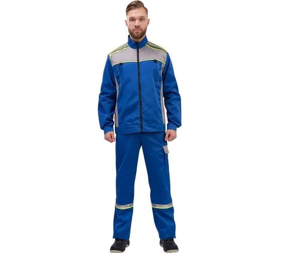 Мужской костюм ООО Комус л26-КПК васильковый/серый, р.60-62, рост 182-188 1002347 1