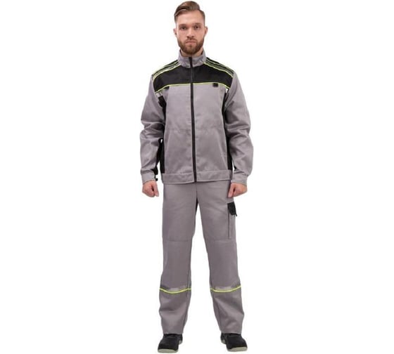 Мужской костюм ООО Комус л26-КПК серый/черный, р.52-54, рост 170-176 1002327 1