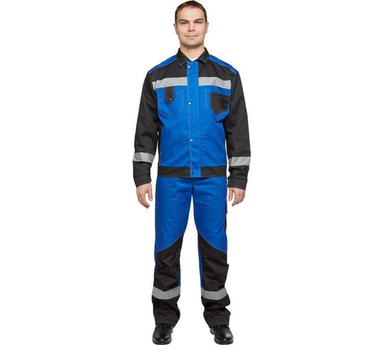 Мужской костюм ООО Комус л21-КБР васильковый/черный, р.48-50, рост 170-176 816122 1