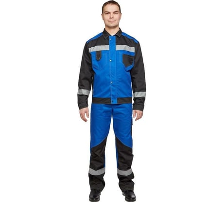 Мужской костюм ООО Комус л21-КБР васильковый/черный, р.44-46, рост 182-188 816127