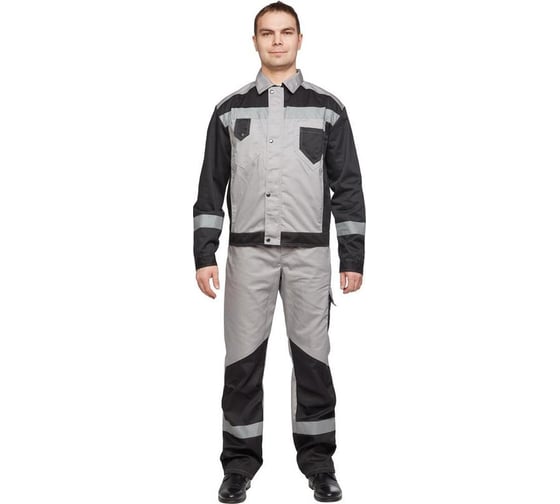 Мужской костюм ООО Комус л21-КБР серый/черный, р.60-62, рост 170-176 816173 1