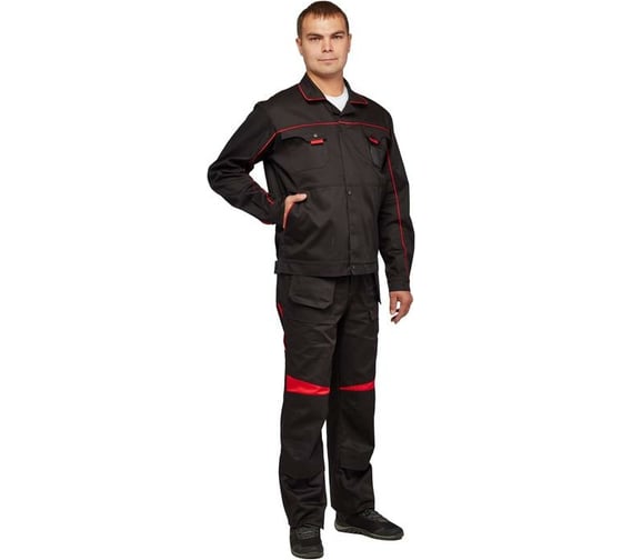 Мужской костюм ООО Комус л29-КПК черный/красный, р.52-54, рост 182-188 1187676 1