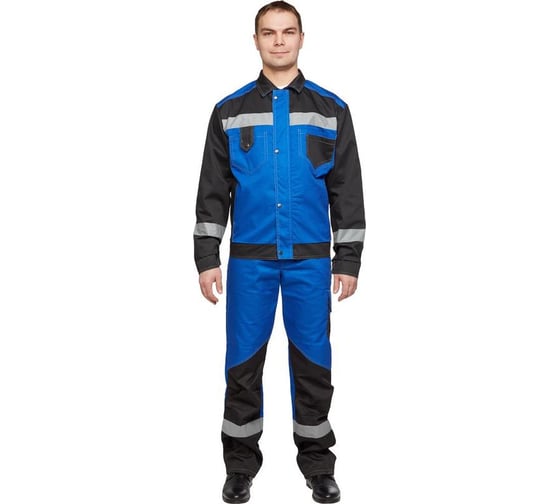 Мужской костюм ООО Комус л21-КПК, васильковый/черный, р.48-50, рост 182-188 816116 1