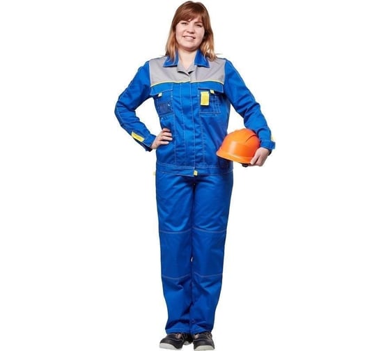 Женский летний костюм ООО Комус л10-КБР васильковый/серый, размер 56-58, рост 158-164 816083 1