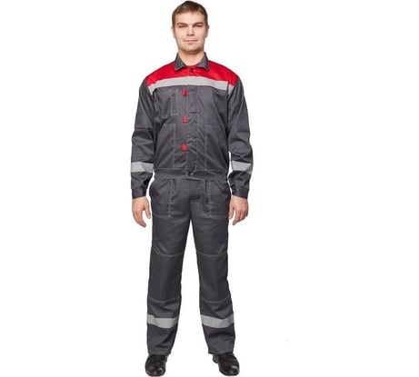 Мужской летний костюм ООО Комус л20-КПК серый/красный размер 48-50, рост 158-164 829798