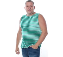Тельняшка без рукавов БЕРТА 100 % хлопок, зеленая полоса 703з-56-58