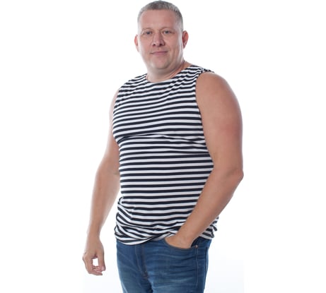 Армейская тельняшка без рукавов, 100% хлопок БЕРТА (черная полоса) 703ч-52-54