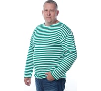 Плотная тельняшка с длинным рукавом БЕРТА 100% хлопок, зеленая полоса 700з-56-58