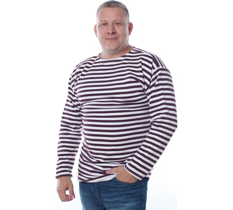 Тельняшка с начесом и длинным рукавом БЕРТА 100% хлопок, краповая полоса 702к-60-62