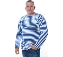 Тельняшка с начесом и длинным рукавом БЕРТА 100% хлопок, голубая полоса 702г-48-50