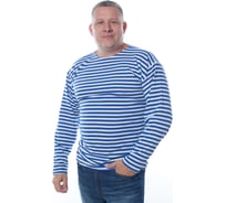 Тельняшка с длинным рукавом БЕРТА 100% хлопок, голубая полоса 701г-48-50