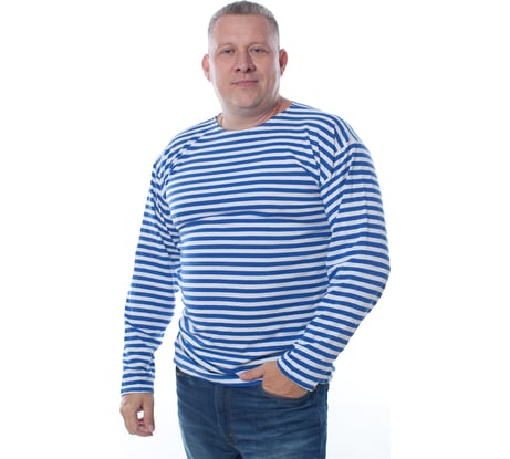 Тельняшка с длинным рукавом БЕРТА 100% хлопок, голубая полоса 701г-48-50
