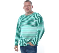 Тельняшка с длинным рукавом БЕРТА 100% хлопок, зеленая полоса 701з-48-50