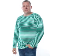 Тельняшка с длинным рукавом БЕРТА 100% хлопок, зеленая полоса 701з-52-54
