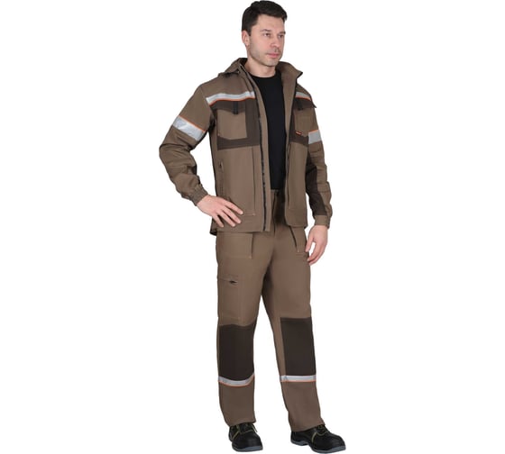 Костюм мужской Сириус "РОДОС" куртка,брюки(св.-коричневый с т.-коричневым)тк.Родос р. 120-124/170-176 (ЧЗ) 50821 1