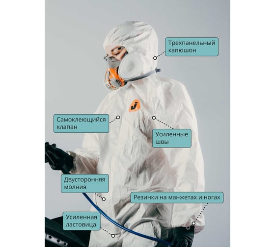Комбинезон химзащиты Jeta Safety из нетканого материала MP, плотность 60 г/м², р. S/46-48 JPC-50-S