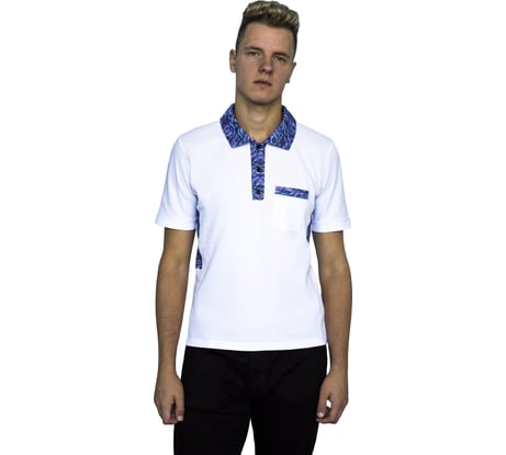 Футболка-поло с цветными боковыми вставками и синим воротником SAF+ Драйв P- 777 52