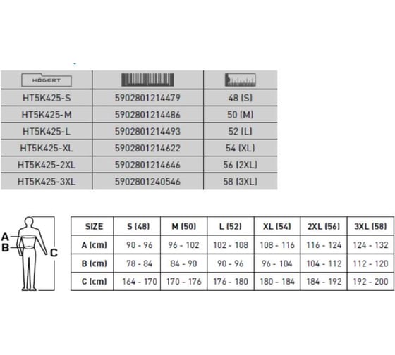 Футболка HOEGERT TECHNIK VILS хлопок, серая, меланж, р. 3XL HT5K425-3XL
