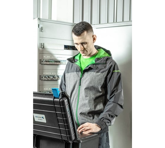 Непромокаемая куртка HOEGERT TECHNIK HEINER, темно-серый/зеленый, р.2XL/56 HT5K249-2XL