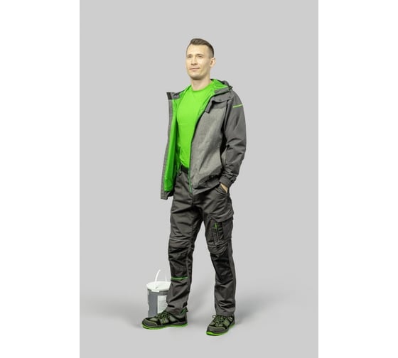 Непромокаемая куртка HOEGERT TECHNIK HEINER, темно-серый/зеленый, р.2XL/56 HT5K249-2XL
