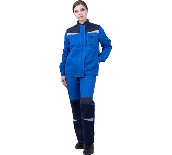 Костюм ГК Спецобъединение КМ-10 ЛЮКС летний, василек-синий, женский (Куртка+брюки) 104-108, 146-15 Кос 065/104/146 1
