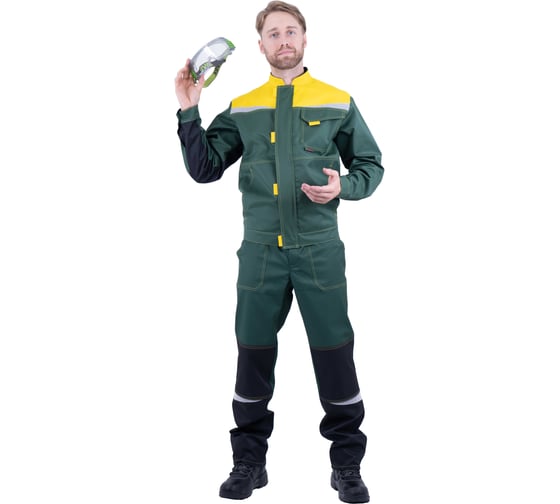 Костюм ГК Спецобъединение КМ-10 ЛЮКС летний, зеленый-желтый (Куртка+полукомбинезон) 128-132, 194-2 Кос 051/128/194 1