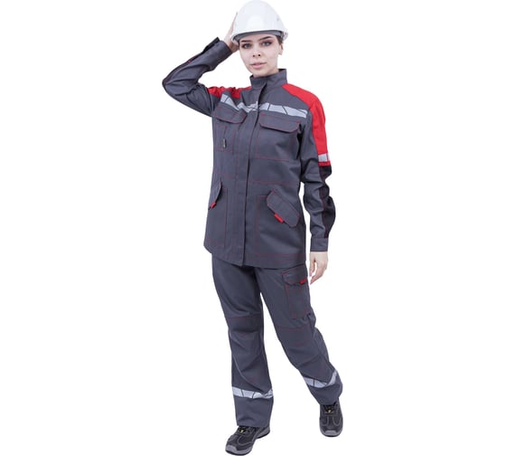 Куртка летняя Iform ХАЙ-ТЕК SAFETY серый-красный-черный, женская (128-132, 170-176) Кур 421/1 Кур 421/128/170