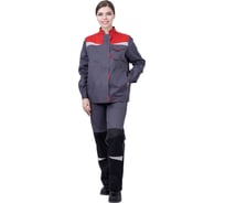 Костюм ГК Спецобъединение КМ-10 ЛЮКС летний, серый-красный-черный, женский (Куртка+брюки) 136-140, Кос 066/136/158