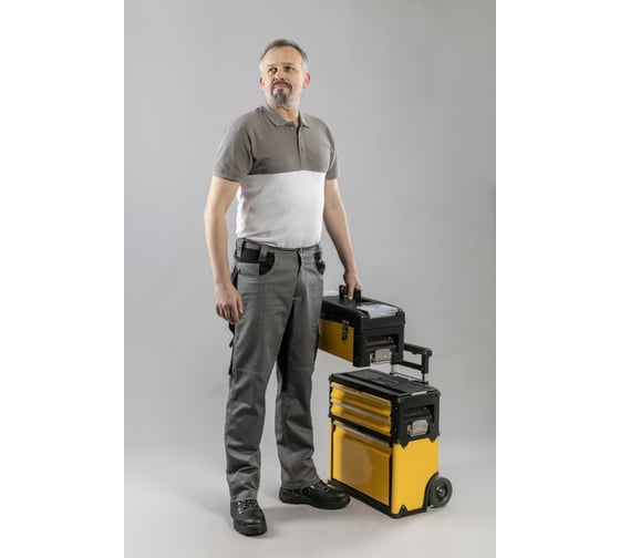 Футболка Polo HOEGERT TECHNIK URFT хлопок, белая/асфальтовая, р. XL HT5K422-XL