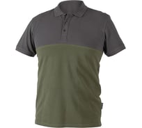 Футболка Polo HOEGERT TECHNIK URFT хлопок, темно-зеленая/асфальтовая, р. XL HT5K419-XL