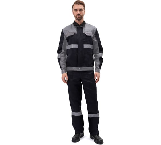 Костюм URSUS РЕСПЕКТ куртка/полукомб. КОС821-ЧЕРНЫЙ/СЕРЫЙ/44-46, 182-188 1