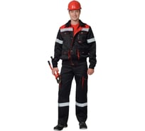 Костюм СИРИУС ТИТАН: куртка короткая, полукомбинезон, черный с красным, с СОП, р. 96-100/170-176 66704