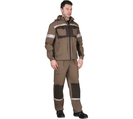 Костюм СИРИУС РОДОС мужской, куртка, брюки, светло-коричневый с темно-коричневым, Родос, р 152-156/182-188 156496 1