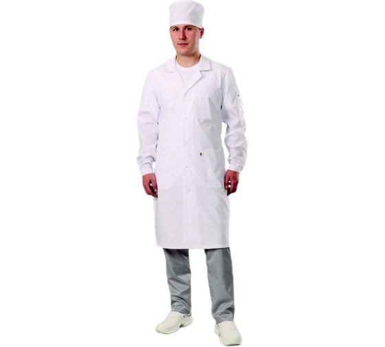 Халат для защиты от механических воздействий (истирания) и ОПЗ НПО ДиОД тип D Москвичка антистатический, мужской М-105 белый, 128-132, 194-200 4670319526124 1